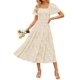 thumbnail image 1 of Vestido ZESICA para mujer, estilo bohemio, floral, midi, color albaricoque, 1 of 7
