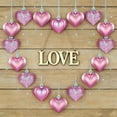 thumbnail image 3 of 12Pcs Valentines Day Pink Decor Heart Ornaments Pink Heart Shaped Baubles Ornaments for Valentine's Day Hanging Decorations or Wedding Anniversary Party Supplies Home Tree, 3 of 7