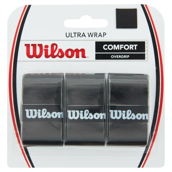 Wilson Ultra Wrap Tennis Racket Overgrip Wrap, Black - 3 Pack