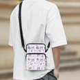 thumbnail image 3 of Psesaysky Rabbit Lavender Print Crossbody Shoulder Bag Polyester, 2 Zippers Adjustable Crossbody Cell Phone Purse for Unisex Daily Travel, 3 of 7