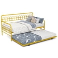 thumbnail image 1 of Costway Twin Daybed Frame with Trundle, Space-Saving Pull-Out Trundle for Living Room Gold, 1 of 10