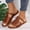 #0006-Brown, variant on Women's Peep Toe Flats, Double Strap Faux Leather Slide Slippers, Breathable Open Toe Everyday Sandals, Versatile Spring Summer Casual Footwear Gift