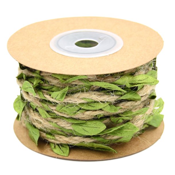 1 rollo de 5 m de cinta trenzada de cáñamo con hojas verdes, ideal para colgar regalos, manualidades, jardinería y hogar (verde)