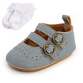 thumbnail image 3 of Infant Baby Girls Soft Sole Bowknot Princess Mary Jane Flats Prewalker Baby Sneaker Shoes + Socks 0-18Months, 3 of 6