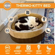 سرير قطط مدفأ داخلي من K&H Pet Products باللون الموكا/البني الفاتح مقاس 16 بوصة