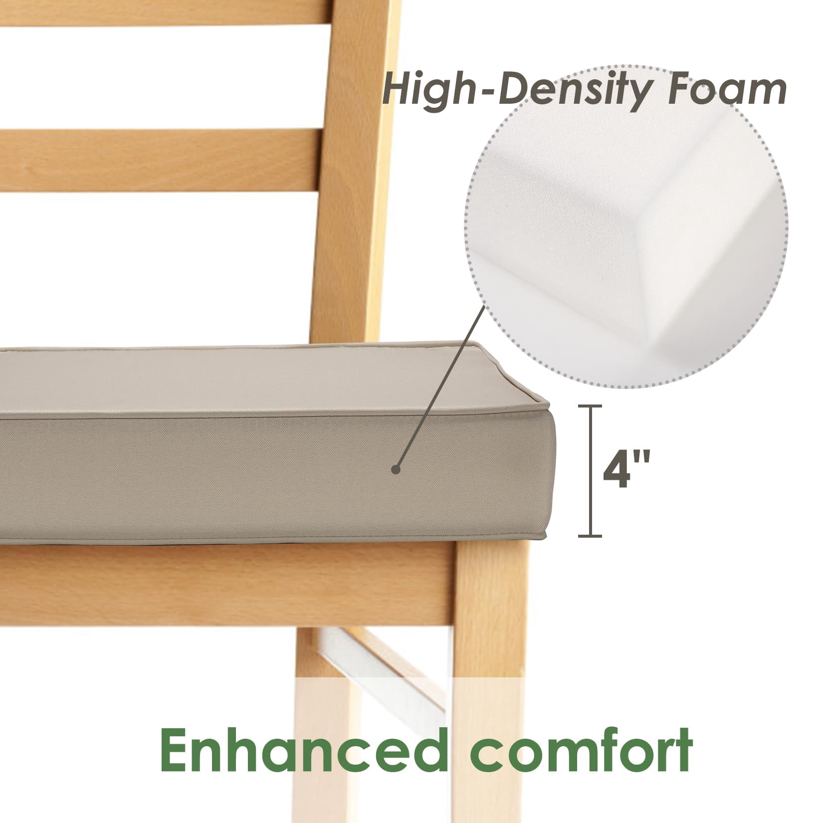 Patio Chair Cushions for Outdoor Furniture 22x22x4 Inch Set of 2, Waterproof Outdoor Seat Cushions, Garden Sofa Couch Thicked Chair Cushions with Ties