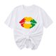 thumbnail image 5 of Camiseta de Cuello Redondo Impresa Nueva Moda Casual de Manga Corta de las Mujeres, Mezcla Ligera de Poliéster para la Primavera, 5 of 6