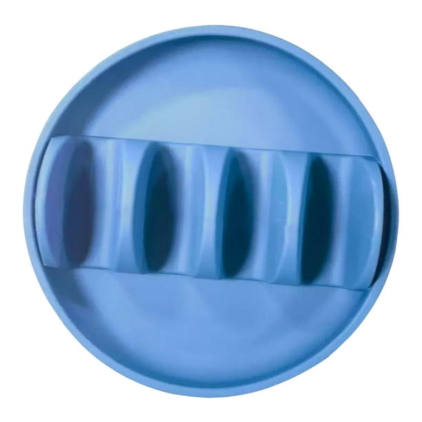 Soporte de silicona para platos de tacos, con divisores, soporte para tacos de 4 ranuras para tacos blandos y duros para organizar cenas familiares en azul