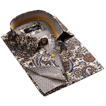 Amedeo Exclusive Fun Paisley on Tan Mens Slim Fit French Cuff Dress ...
