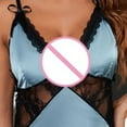 thumbnail image 3 of Lolmot Satin Lingerie for Women Sexy Deep V Neck Nightgown Bow Slit Nighty Lace Patchwork Babydoll Chemise Sleepwear Valentines Day Gifts on Clearance on Clearance, 3 of 4