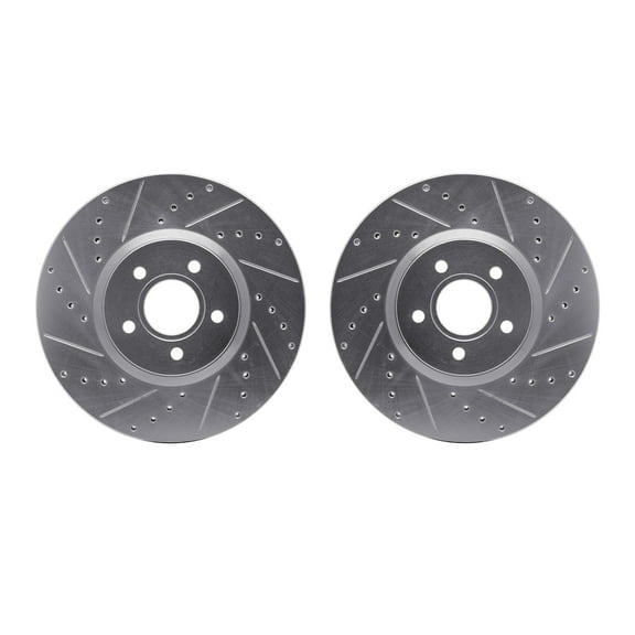 Dynamic Friction Company Front Brake Rotors-Drilled and Slotted-Silver 7002-54058