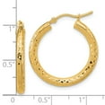 thumbnail image 2 of 10k Solid Yellow Gold Sparkle-Cut 3mm Round Hoop Earrings 25x25mm Wide 3mm Thick Hoop Earring for Women, 2 of 2
