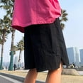 thumbnail image 5 of USNSM (S-5XL) Big and Tall Mens Linen Shorts Flat Front Casual Elastic Waist Drawstring Summer Beach Vacation Shorts with Pocket Black XXL, 5 of 7