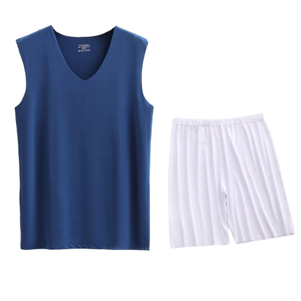 Conjunto Deportivo de los Hombres, Moda Casual de Color Sólido Cuello en V sin Mangas de Elasticidad Superior para el Desgaste Al Aire Libre, Traje Atlético de Humedad