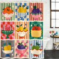thumbnail image 2 of Fruit Patchwork Bathroom Shower Curtains with 12 Hooks Polyester Waterproof Shower Curtain for Stalls and Bathtubs Modern County Funny Fruits Striped Decorative Bathroom Privacy Curtain 36x78 Inches, 2 of 9
