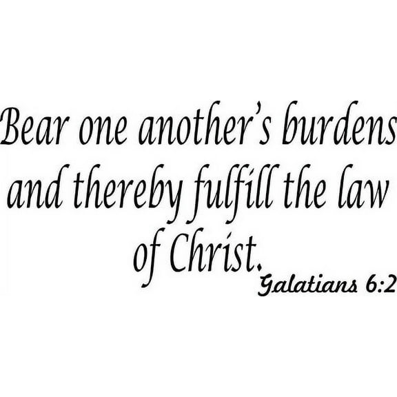 Galatians 6:2, Bible VerseVinyl Wall Decal by Scripture Wall Art, 11"x22" Black, Christian