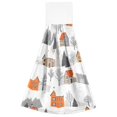 thumbnail image 7 of Yayeee Kitchen Hanging Hand Towels Set of 2 with Loop Bathroom Absorbent Tie Towel, Beige Snow Houses, 7 of 7