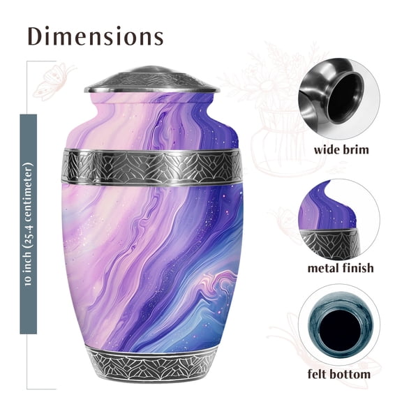 Purple Cremation Urn for Adult Male & Female - Purple Funeral Urns for Mom & Dad - Large Burial Urns for Women - Funeral Decorative Urn - Human Remains Memorial