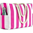 thumbnail image 1 of Sac de Plage pour Femmes Imperméable et Résistant au Sable - Multiples Compartiments, Design Rayé Fermeture Éclair Sécurisée pour Plage Piscine et Voyage, 1 of 7