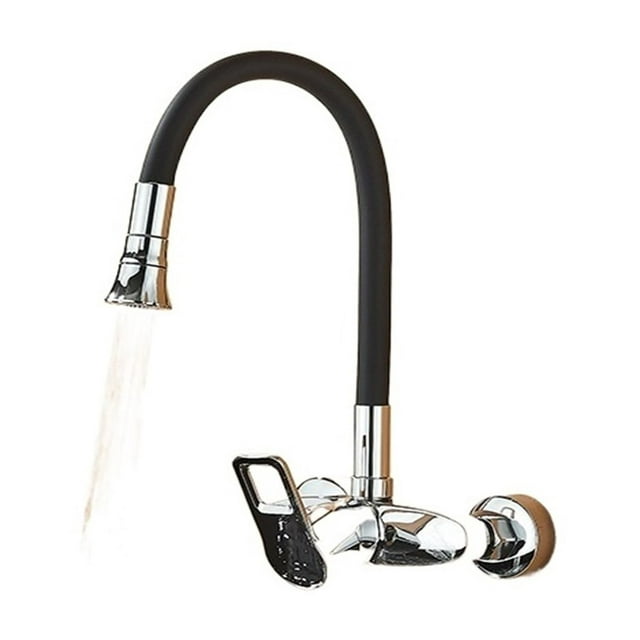 Chrome Kitchen Sink Faucet, Universal Black Hose Multi-Mode Spout Wall Mount, Cold Hot Water Mixer Kitchen Washbasin Tap ,Versatile Features