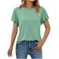 thumbnail image 2 of Sevevn Fashion Women's Casual Short Sleeve Solid Ladies Round Neck Top Blouse Green L Spring Tops for Women, 2 of 8