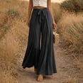 thumbnail image 5 of ZHYou No Boundarie Wide Leg Pants for Women High Waist Tie Front Split Flowy Lightweight Palazzo Casual Baggy Fit Trousers,Black,Size L, 5 of 5