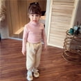thumbnail image 3 of XIMIN Kids Stripes Tops Turtle Neck Stretch Loose Long Sleeve Shirt Girls Winter Mock Neck Striped Pullover T-Shirts Layer Tee Shirts Casual Soft Cotton Undershirt, 3 of 3