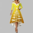 thumbnail image 2 of Women Christmas Outfit Elegant Holiday Party Dress For Festive Dinner Evening Gala Celebration Comfortable Flowy Design Yellow XL, 2 of 5