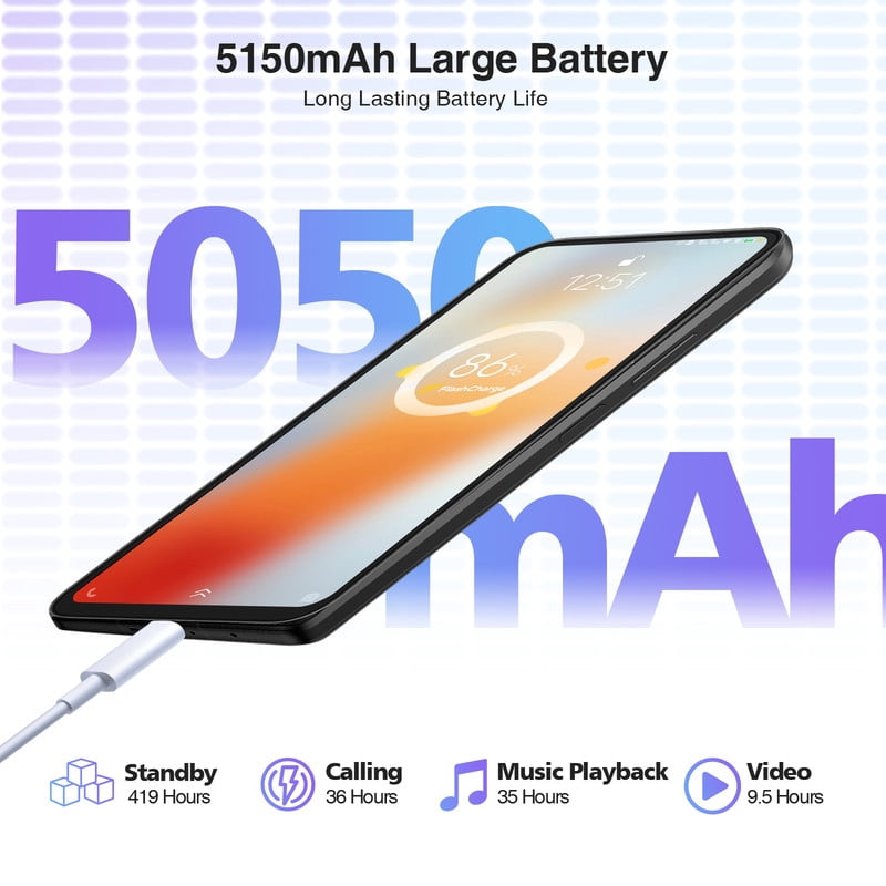 DOOGEE N55 Unlocked Cell Phone, Android 16 Phone,16GB RAM+128GB ROM/1TB Android Phone, 90Hz+6.56" HD,5150mAh, Octa Core, 13MP+8MP, 4G Dual SIM,Face Unlock,Widevine L1,OTG, T-Mobile