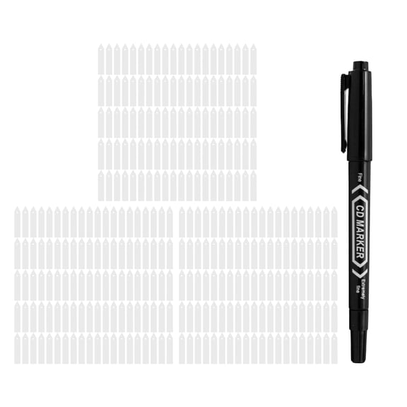300-Count 4-Inch Waterproof Reusable Plastic Plant Labels with 1 Marker Pen, Garden Markers for Seedlings, Flowers, and Vegetable Gardens White
