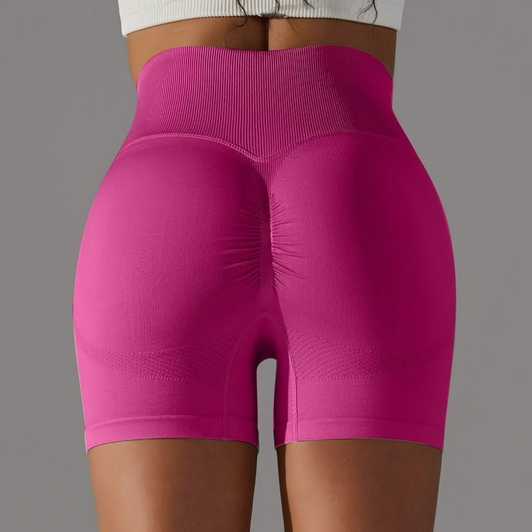 Seamless knitting breathable solid color cross waist yoga shorts running  fitness Hot Shorts women - The Little Connection