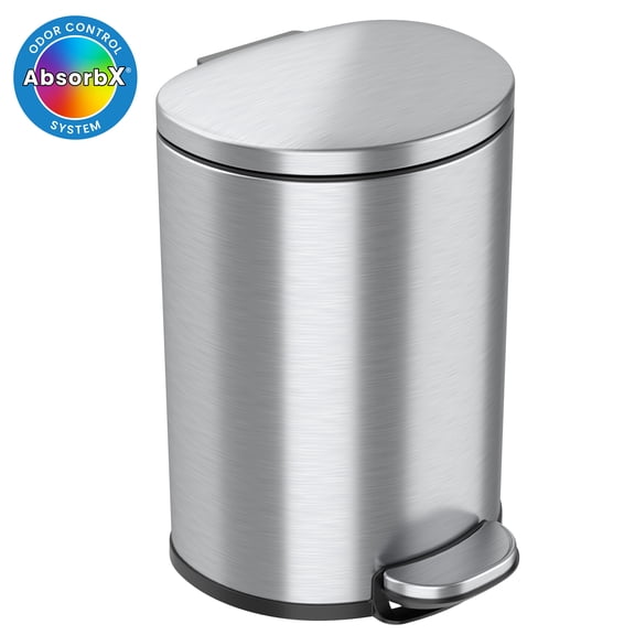 iTouchless SoftStep Semi-Round Stainless Steel Step Trash Can with Hinged Lid 2.91 Gallon (IP03DSS)