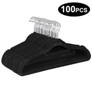 ZenSports 100 Pack Black Velvet Clothes Adult Hanger Non-Slip 360 Swivel