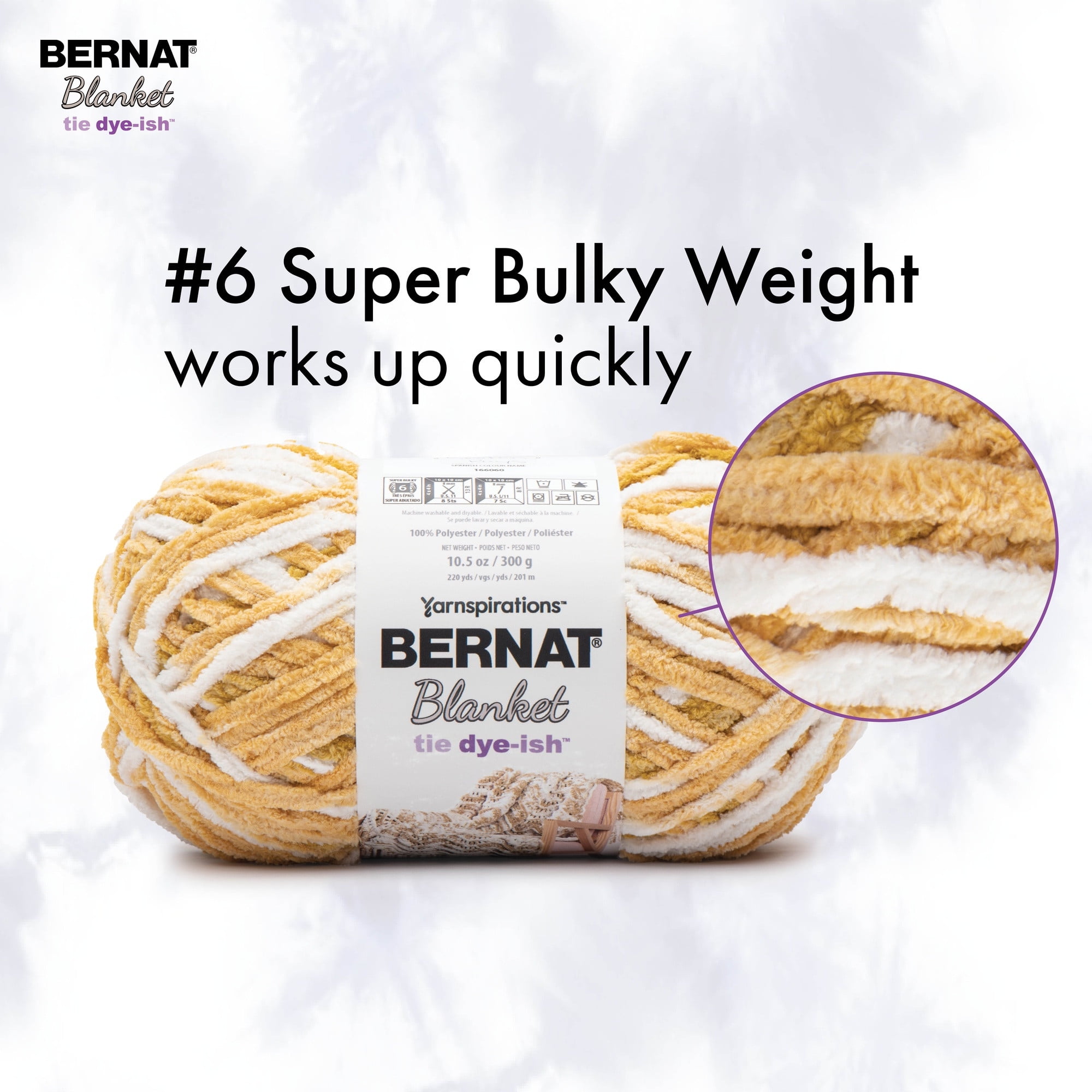 Bernat® Blanket Tie Dye-ish™ Yarn (2 Pack), Polyester #6 Super Bulky, 10.5oz/300g, 220 Yards, Value 2-Pack Blanket Yarn