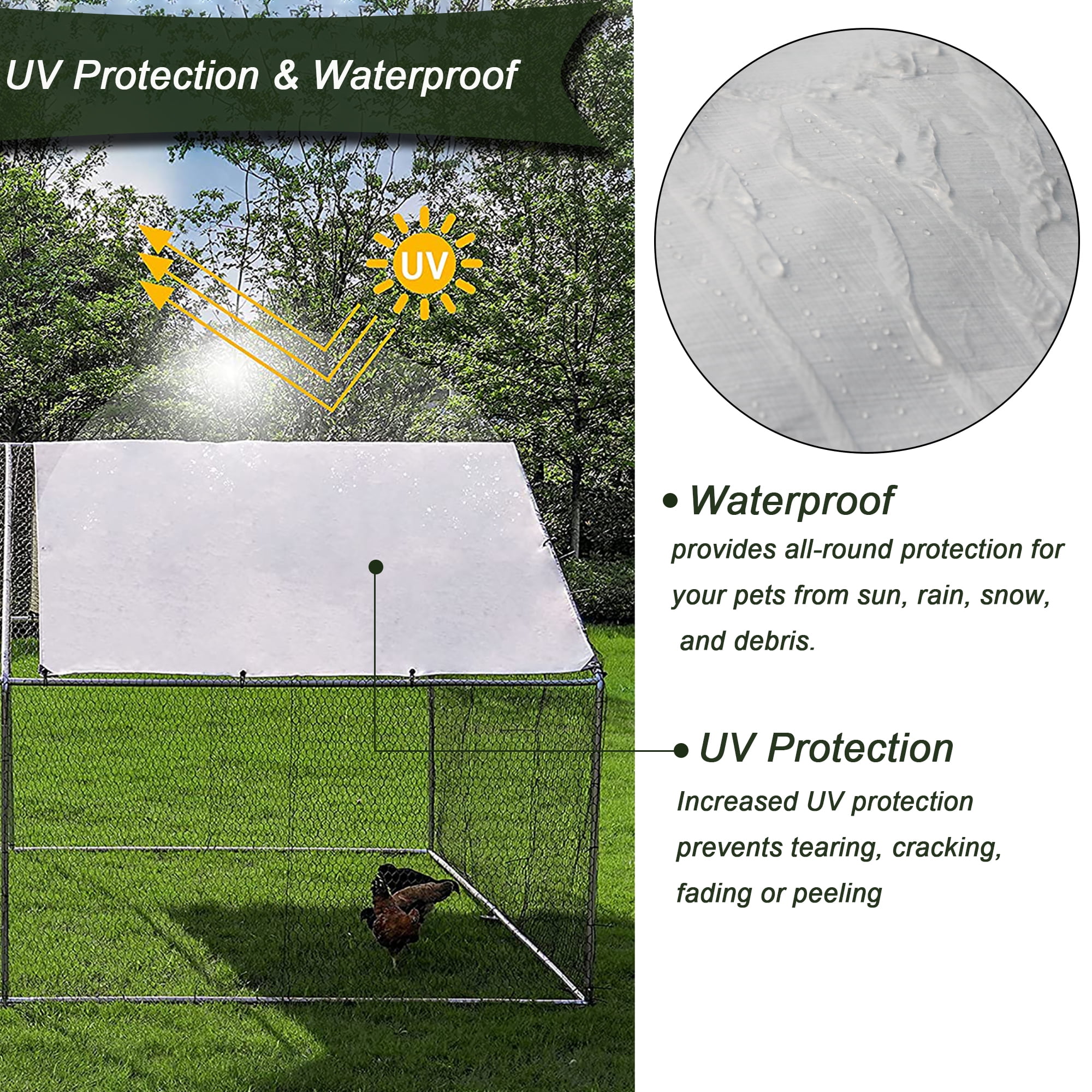 Pefilos 13' W Outdoor Large Chicken Coop, Walk-in Galvanized Mesh Chicken Run, Chicken Pen with Waterproof and Anti-UV Cover, Silver Pefilos 13' W Outdoor Large Chicken Coop, Walk-in Galvanized Mesh Chicken Run, Chicken Pen with Waterproof and Anti-UV Cover, Silver