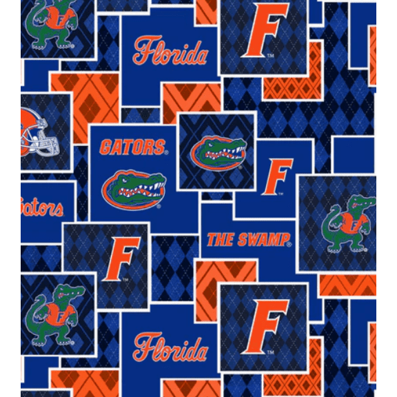 Official Licensed NCAA University of Florida Argyle Boxes Fabric by the Yard