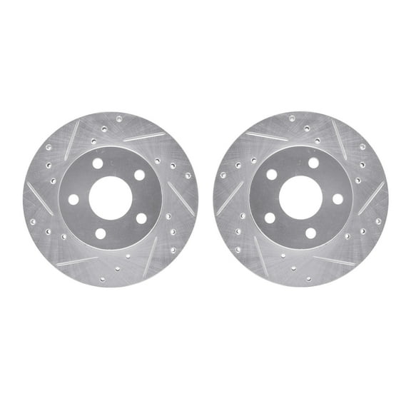 Dynamic Friction Company Front Brake Rotors-Drilled and Slotted-Silver 7002-45002