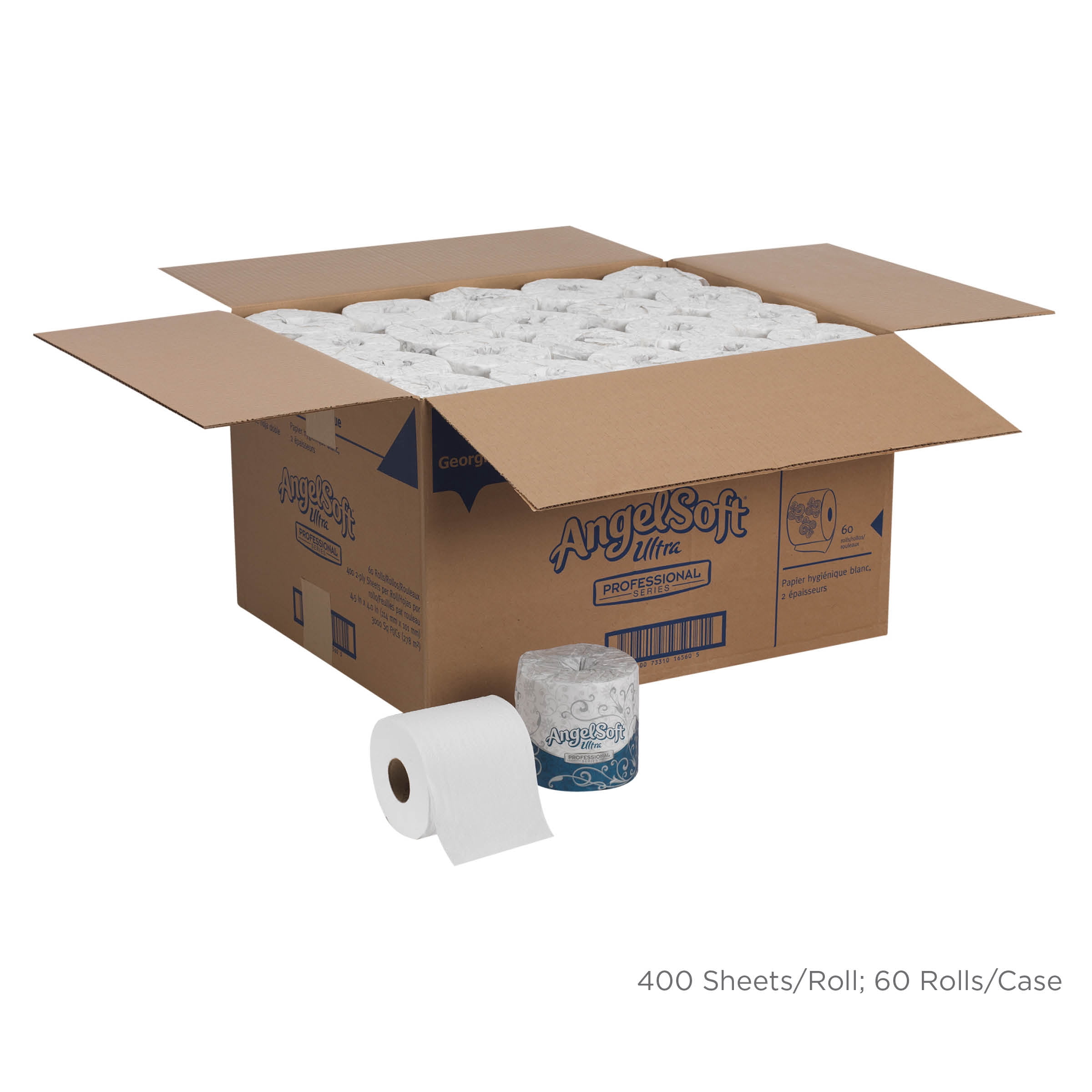 Angel Soft Ultra Professional Series® 2-Ply Embossed Toilet Paper, by GP PRO, 16560, 400 sheets per roll, 60 rolls per case