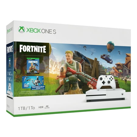 Microsoft Xbox One S 1TB Fortnite Bundle, White, (Best Tv For Xbox One X Gaming)