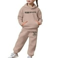 thumbnail image 7 of Rhuody Girls Outfits Long Sleeve Activewear Pullover Hoodies And Sweatpants Girls Sweatsuit Solid Color Unisex Kids Sweat Suit Khaki 4-5 Years, 7 of 7