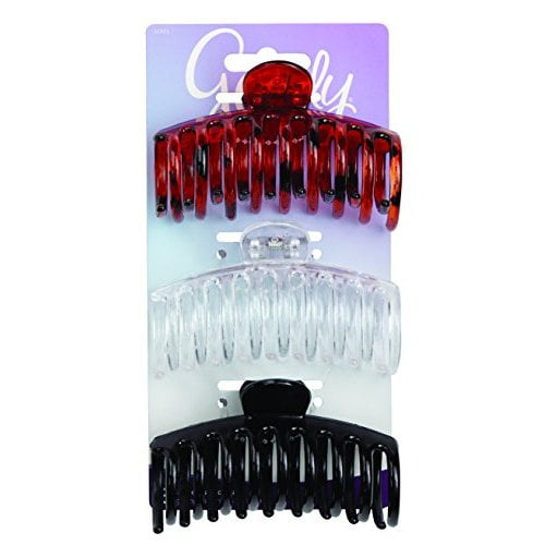 Goody Classics Claw Hair Clip, Medspiral, 3 Count,(Colors may vary