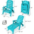 thumbnail image 3 of S AFSTAR Patio Chaise Lounge Chair, Folding Lounger Chair with 2 Flexible Wheels & 5 Adjustable Positions, Plastic Lounge Recliner for Outside Poolside Beach Sunbathing, Assembly-Free (2, Turquoise), 3 of 11