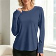 thumbnail image 5 of jobturf Long Sleeve Athletic Shirts for Women Curved Hem Side Split Sun Shirt UV Protection Casual Workout Tops M, 5 of 9