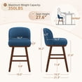 thumbnail image 3 of Carolayne 26" Bar Stool Set of 2 with Upholstered Back, for Home Kitchen, Dark Navy, 3 of 7