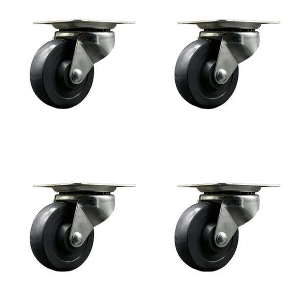 4 Inch General Duty Dolly Hard Rubber Wheel Swivel Top Plate Caster Set 4 SCC