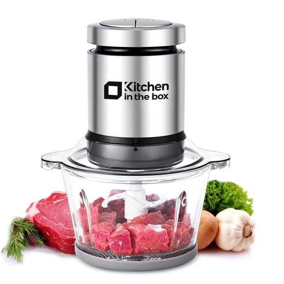 Kitchen in the box Mini Food Processor, Electric Meat Grinder & Food Chopper with 400W Powerful Veggie Chopper-One 3 Cup Bowl & S Blades for Meat/Fis