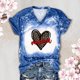 thumbnail image 4 of Fiudx Camisas de Mujer Top de Manga Corta con Estampado Degradado para Mujer, Top Sexy de Verano con Cuello En V y Estampado Regular para El Día Del Mes, 4 of 6