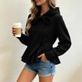 thumbnail image 5 of Qulqfy Hoodies for Women Fleece Black Winter Fall Soft Hooded Casual Ruffle Bow Pullover Long Sleeve Sweatshirt XL, 5 of 6