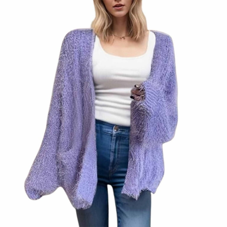 Feancey Soft Fuzzy Cardigan Sweaters for Women 2024 Fashion Furry