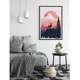thumbnail image 2 of PixonSign Framed Canvas Print Wall Art Elk Overlooks Orange Mountains Animals Wilderness Illustrations Modern Art Rustic Landscape Relax/Calm Warm Boho Decor for Living Room, Bedroom - 24"x36" Black, 2 of 5